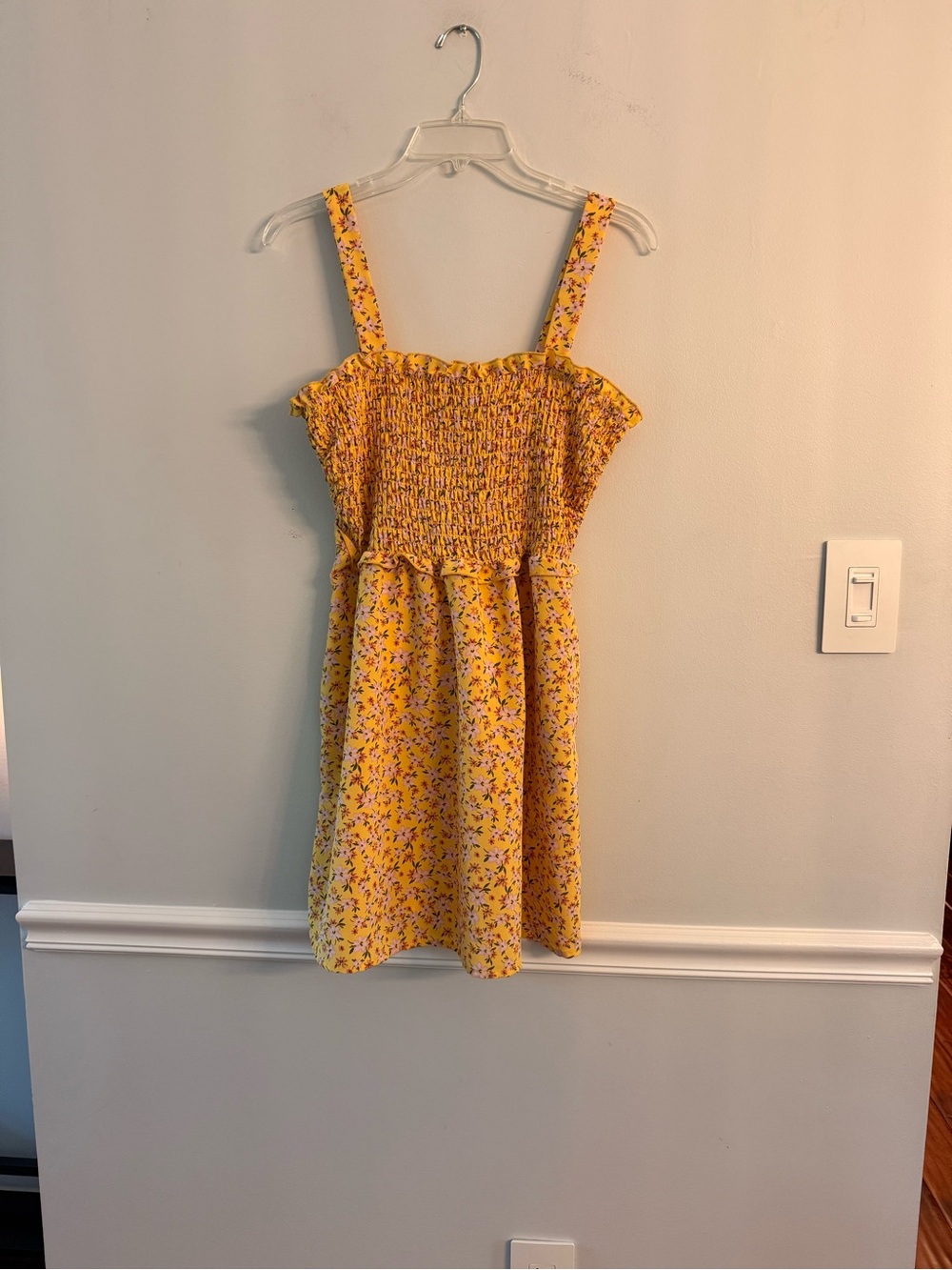 As U Wish Yellow Floral Smocked Mini Dress